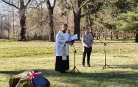 Symboliczna uroczystość przy dębach Powstań Śląskich