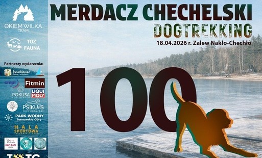 baner zachęcający do udziału w dogtrekkingu Merdacz Chechelski 