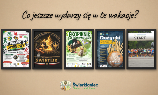 Plany na koniec wakacji - obrazki z plakatami wydarzeń powieszone na ścianie - grafika symboliczna